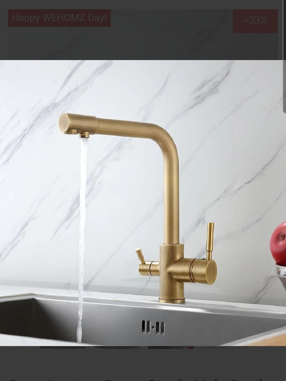 Stev Antique Brass Dual-Handle Kitchen Faucet NIB